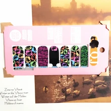 Yellow purple Fluorescence cat Nail Arts Nail Sticker Waterproof Nail Decal Sticker Gel Polish French Manicure