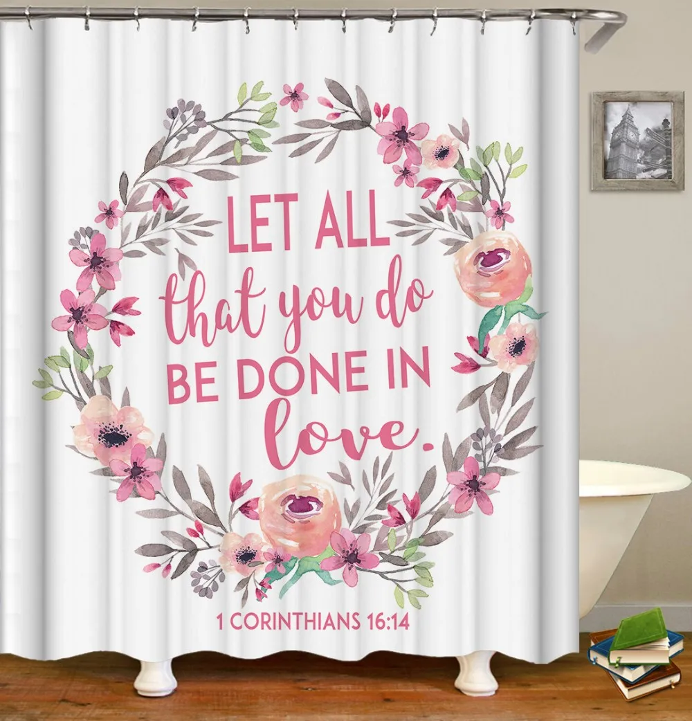 72 X 72 Inch Shower Curtain,Bible Verse Scripture Quotes Proverbs