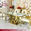 new model square glass top led stainless steel dining table and chair sets