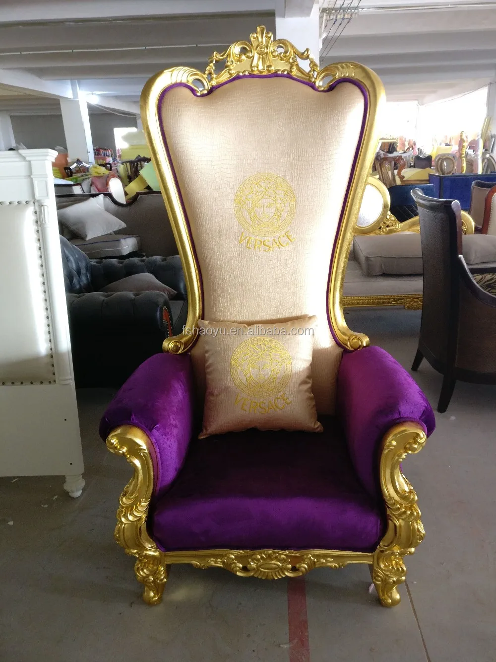 Wholesale Wooden Carved Princess Gold Party Royal Throne Chair Luxury