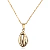 Beach Boho Jewelry Gold Long Cowry Single Shell Necklace For Women