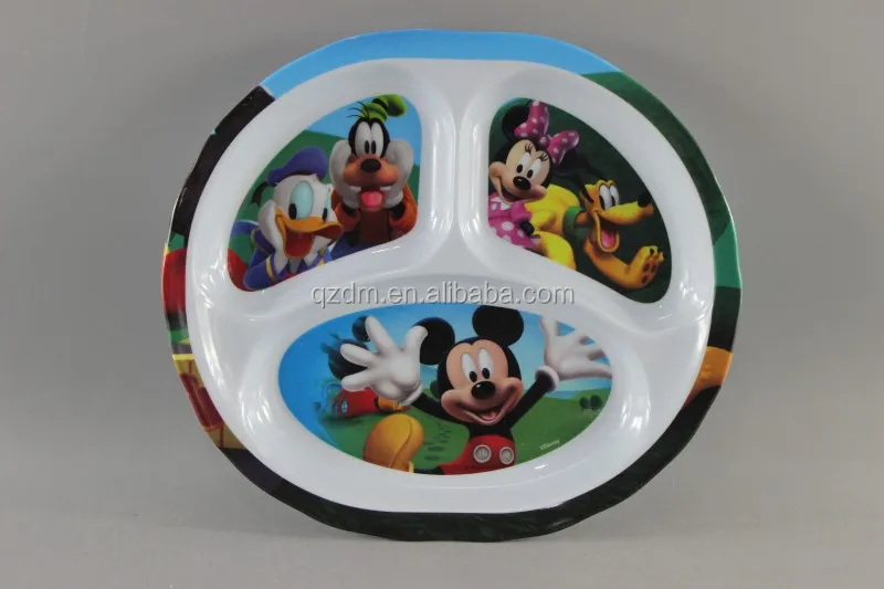 Melamine 3 Divide Plate, 100% Melamdine 3 Section Plate for Kid's