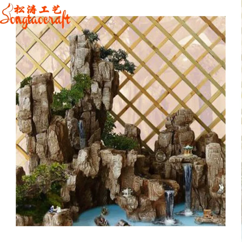 Artificial Fiberglass Rock Waterfall Home Decoration Fake Rocks