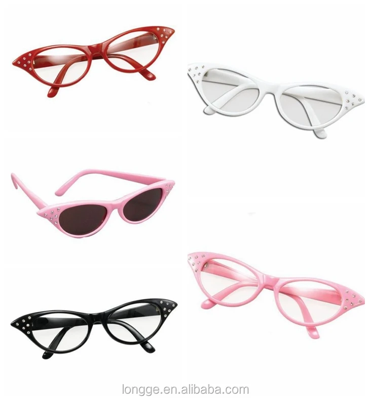 Grease 1950s Retro Style Black Pink Red White Sunglasses One Size Women ...