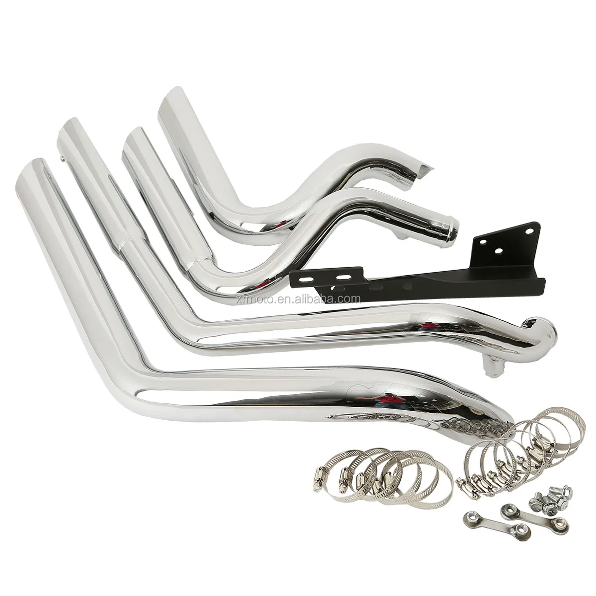 Tcmt Xf2906c10-e Chrome Exhaust Drag Pipes Heat Shields Fit For Harley ...