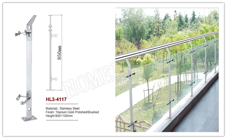 China Great Manufacturer Stairs/Balcony/Platforms Stainless Steel Glass Railing