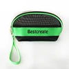 Custom printed green Pu zipper makeup pouches leather zipper cosmetics tools bag