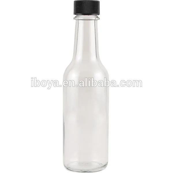 12 oz Clear Glass Barbeque Sauce Bottles w/ Gold Metal Lug Caps