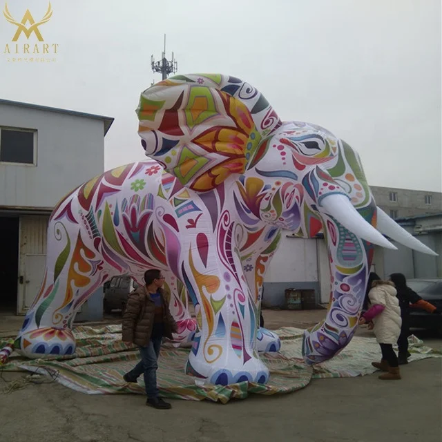 3m High Circus Performance Animal Inflatable Elephant With 16 Led