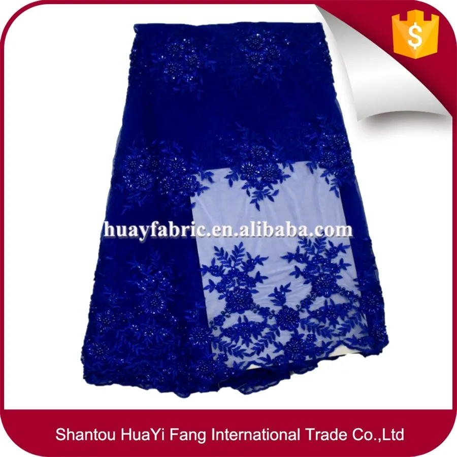 royal blue beaded lace fabric