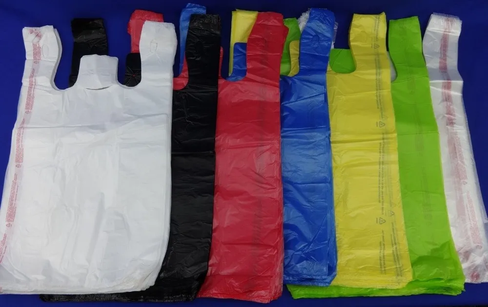 Plastic Tshirt Shopping Bags W/ Handles 8" X 5" X 16" Sm Retail Buy