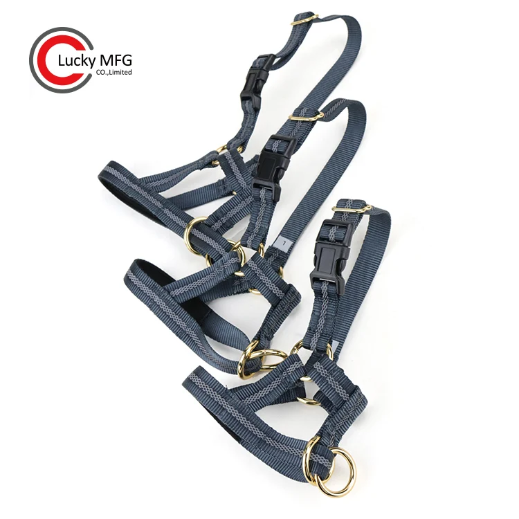 Reflective Nylon Adjustable Custom Dog Muzzle Harnesses Quick Release