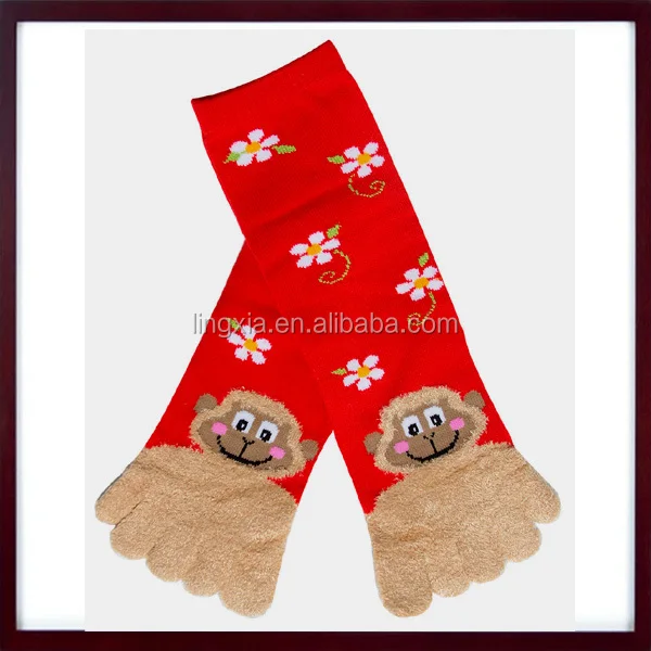 911 Soft Fuzzy Funny Feet Women's Animal Toe Sock,Women's Girl Five