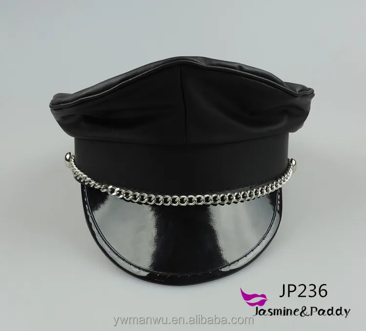 leather officer cap