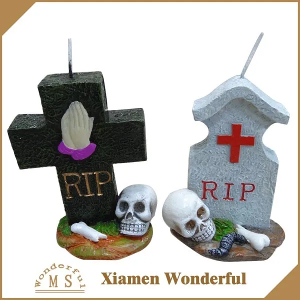 1 Light halloween candle art craft special design grave Shaped memorial Cross Tombstone wax art cruz shape candles wholesale