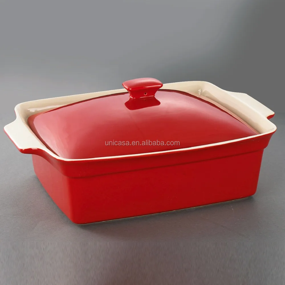 Casserole Dish For Oven With Lid Red Stoneware Baking Dish Set Oven To