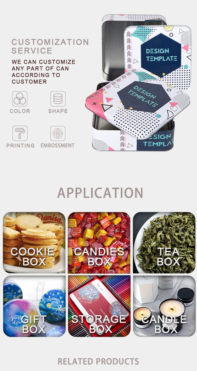 New design Food Grade metal tin can square for tea