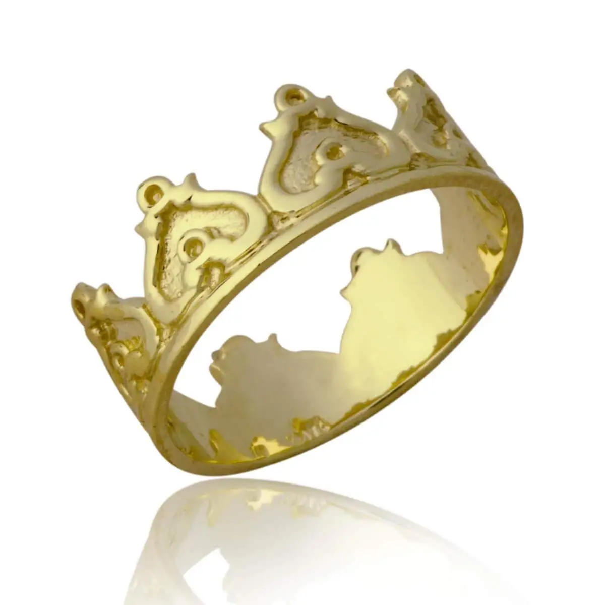 10k White Gold Sweet 15 Anos Band Imperial Queen Quinceanera Crown Ring
