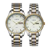 set diamonds stainless steel double calendar windows super couple watches