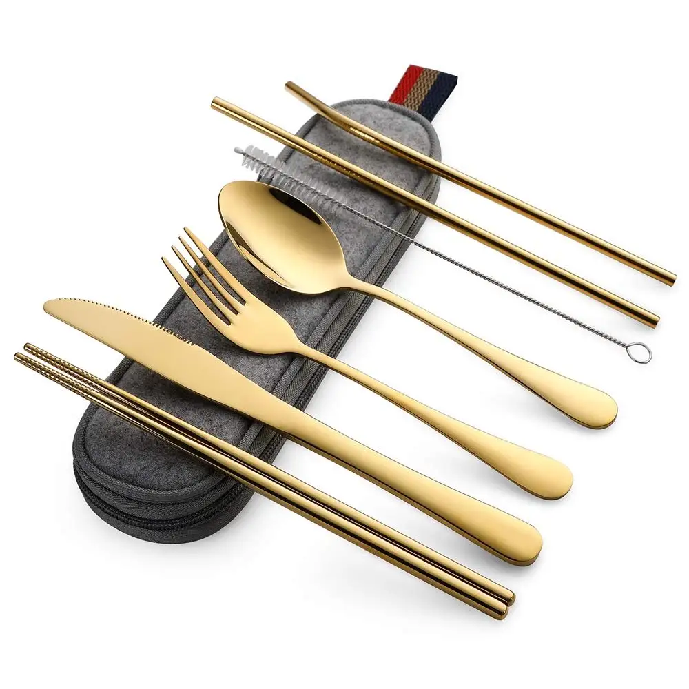 Stainless Steel Travel Camping Cutlery Knife Fork Spoon Chopsticks Set ...