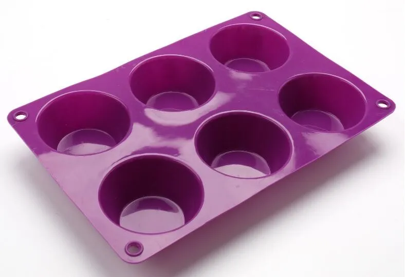 6 Cavity Silicone Cupcake Cake Muffin Chocolate Pudding Baking Tray Pan ...