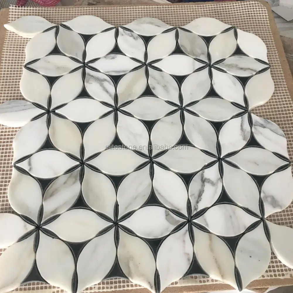 Modern Verde Water Jet Marble Mosaic Tile 10mm Green Wall Floor Tiles ...