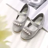 YY10224S Plain simple fashion pearls genuine leather girls shoes 2018 autumn dress shoes