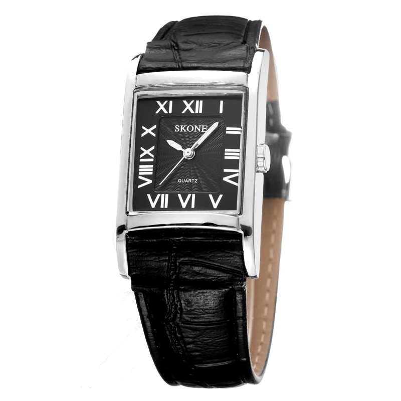 mens watch leather band square face