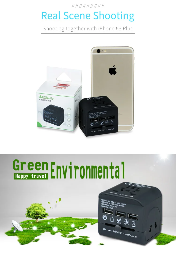 Electrical Socket European/American/Australia/UK Plug Adaptors All in One Universal Travel Adapter with USB Charger