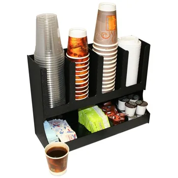 Acrylic Cup Holder Organizer Dispenser Plexiglass Coffee Condiment 