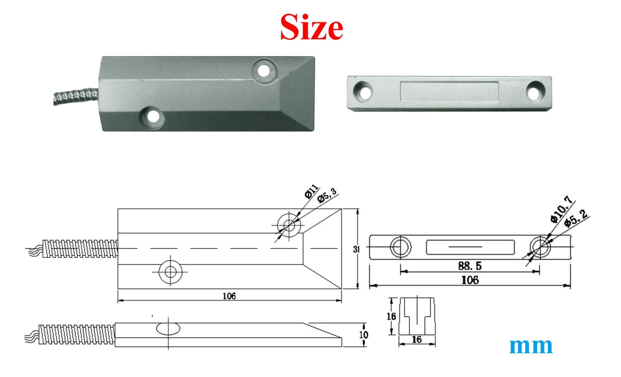 Nc Roller Shutter Door Contacts Alarm Garage Usage Metal Magnetic ...