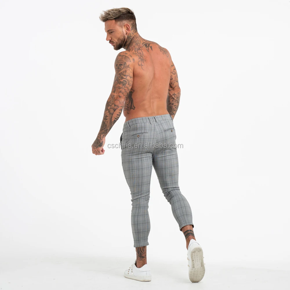 stretch skinny check trousers