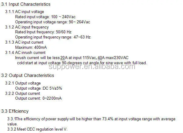 ps1012 5v 2a specification