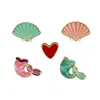 Mermaid tail Red heart shell Enamel pins brooch badge Cartoon lapel pin for Denim Jeans shirt bag Jewelry for friends kids
