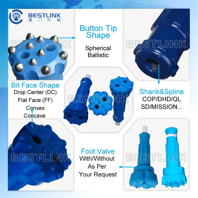 BESTLINK High Air Pressure Water Well Deep Hole Rotary Pneumatic Drilling DTH Down-the-hole hammer for COP MISSION DHD QL SD