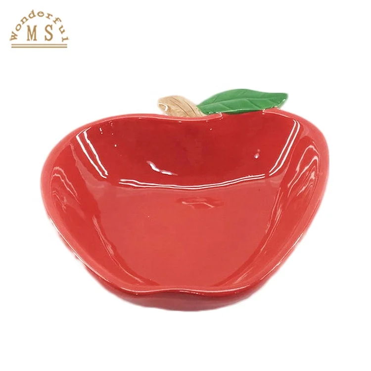 BSCI creative christmas dinnerware set holiday decor kitchenware red apple bowl for home and hotel dinner sets ceramic plates