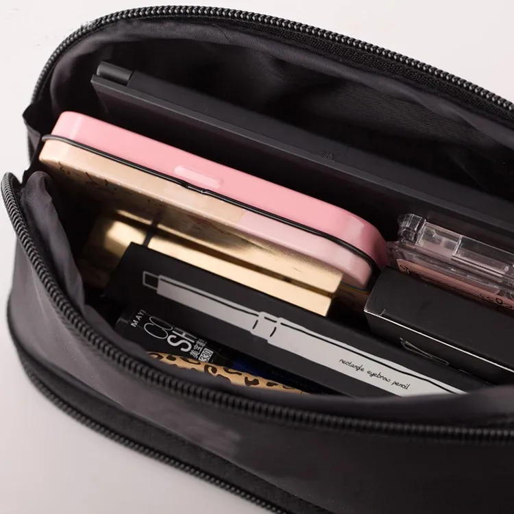 Wholesale Professional Plain Black Cosmetic Bag Makeup Brush Bag And