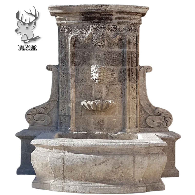 Roman Style Antique Stone Garden Water Fountain Hand Carved Limestone