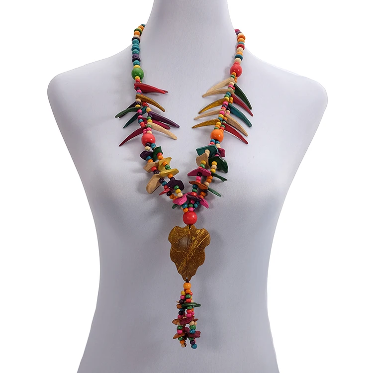 Wholesale Multi Color Coconut Shell Bohemian Necklace For Women Knit