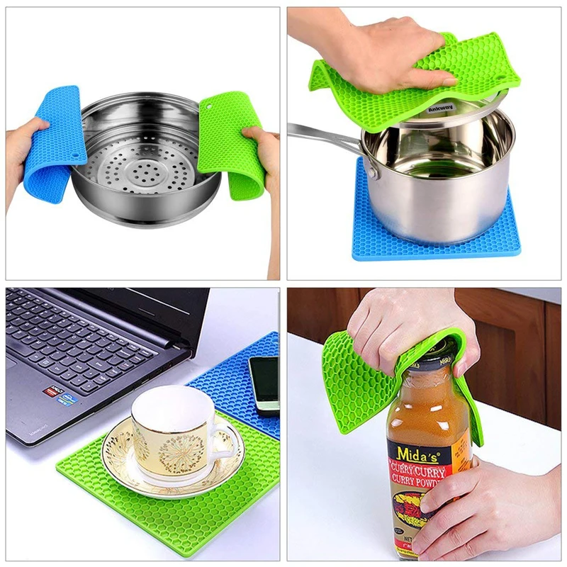 Heat Resistant Nonslip Durable Square Silicone Pot Holders Silicone