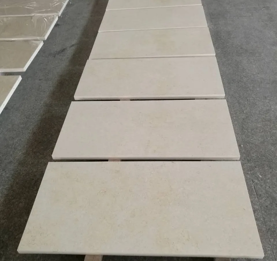 Customized Beige Wall Panel Polished Cream Marble Office Floor Tile Soft
