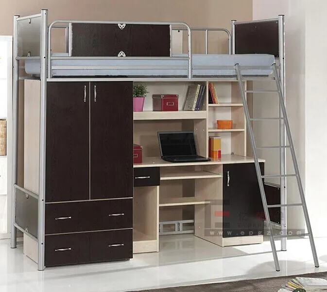 Metal Frame Iron Tube Wall Bed With Desk College Dorm Loft Beds