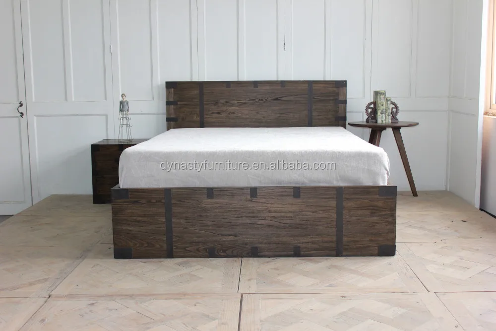 Industrial Bedroom Furniture Solid Wood Double Bed Designs With