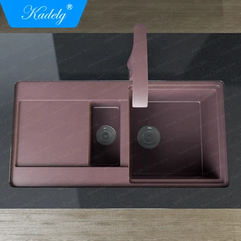 Kadelg European Double Bowl Built In Drainboard Granite Kitchen Quartz Sink Kadelg European Double Bowl Built In Drainboard Granite Kitchen Quartz Sink