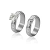 R-131 Stainless steel women engagement wedding ring set jewelry white gold cubic zirconia diamond mens engagement wedding ring