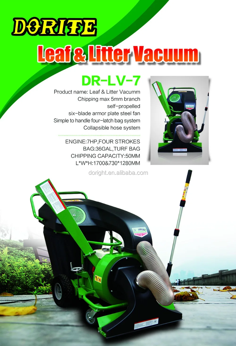 Garden Petrol Power,Self Propelled Leaf Blower Vacuum With 6.5/7hp
