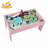 New arrival educational 60PCS wooden train sets with activity table W04C175