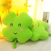 creative lovely green four leaves clover smiling face expression plush back pillow cushion