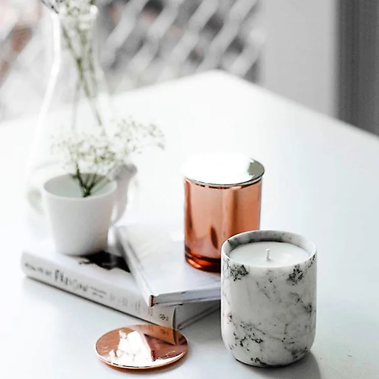 China Manufacture Professional Made Elegant Marble Candle Jar With Lid