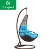Cheap price indoor outdoor patio rattan wicker hanging egg swing chair with metal stand